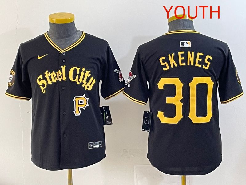Youth 2025 Pittsburgh Pirates #30 Skenes Black Game Nike MLB Jersey style 7156->youth mlb jersey->Youth Jersey